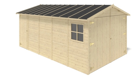 Garage en bois - 14,94m2 - 3,05x4,93m - Ep. 18mm - couleur: naturel
