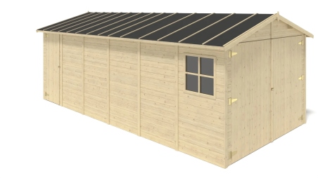 Garage en bois - 18,19m2 - 3,05x5,91m - Ep. 18mm - couleur: naturel