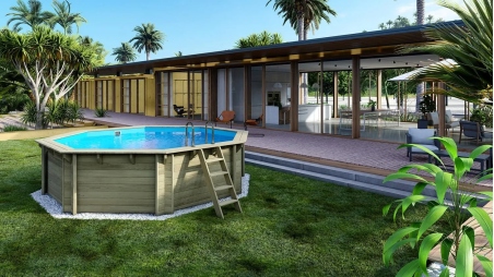 Piscine en bois 4,71x4,72 - H.1,20 m autoportante