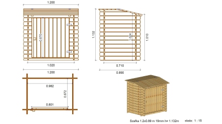 Piscine en bois 4,71x4,72 - H.1,20 m autoportante