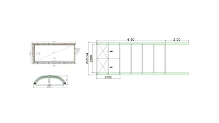 Abri de piscine Horizon pour les modèles 6,20x3 m - BAS87, BAS787 - polycarbonate alvéolaire 8 mm - Couleur Ral7016 Graphite