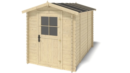 Abri de jardin en bois - 5,70m2 - 1,90x3m - Ep. 28mm - Couleur: naturel