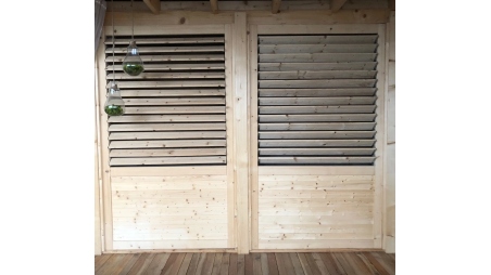Clôture, panneaux bois persiennés, ensemble - imprégné en brun