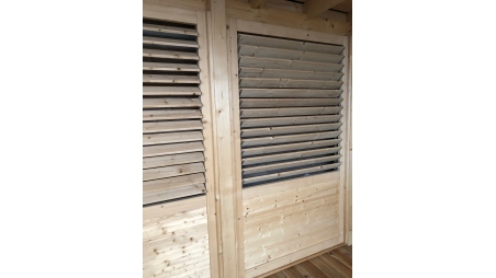 Clôture, panneaux bois persiennés, ensemble - imprégné en brun