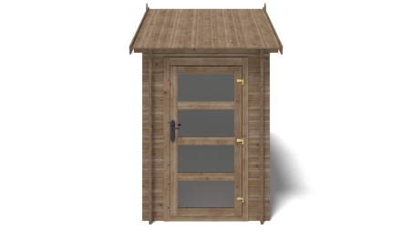 Abri de jardin en bois - 4,50m2 - 1,50x3m - Traité - Ep. 28mm - Couleur: marron