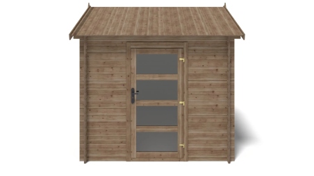 Abri de jardin en bois - 7,50m2 - 2,50x3m - Traité - Ep. 28mm - Couleur: marron