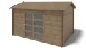 Abri de jardin en bois - 12m2 - 4x3m - Traité - Ep. 28mm - Couleur: marron