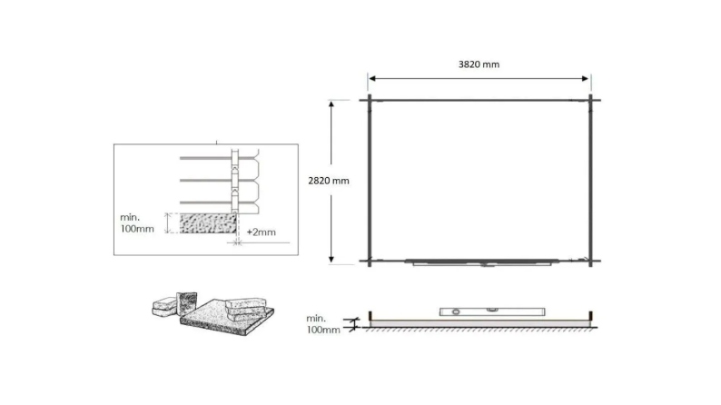 Abri de jardin en bois - 12m2 - 4x3m - Traité - Ep. 28mm - Couleur: marron