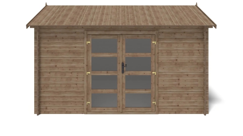 Abri de jardin en bois - 12m2 - 4x3m - Traité - Ep. 28mm - Couleur: marron