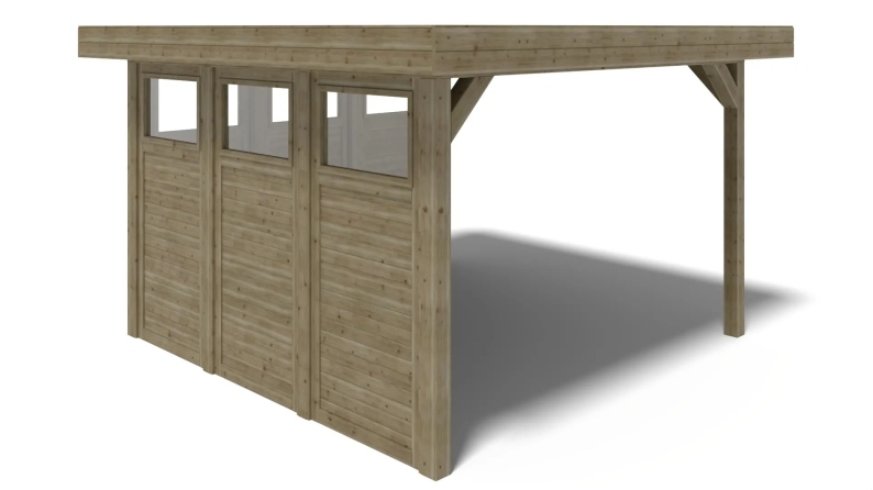 Pergola de jardin 4.04x4.04m avec panneaux - traité