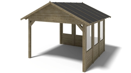 Pergola de jardin 4,04x4,04m avec panneaux - traité
