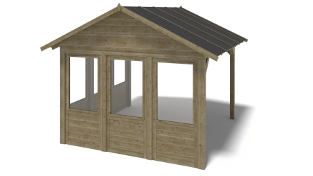 Pergola de jardin 4,04x4,04m avec panneaux - traité