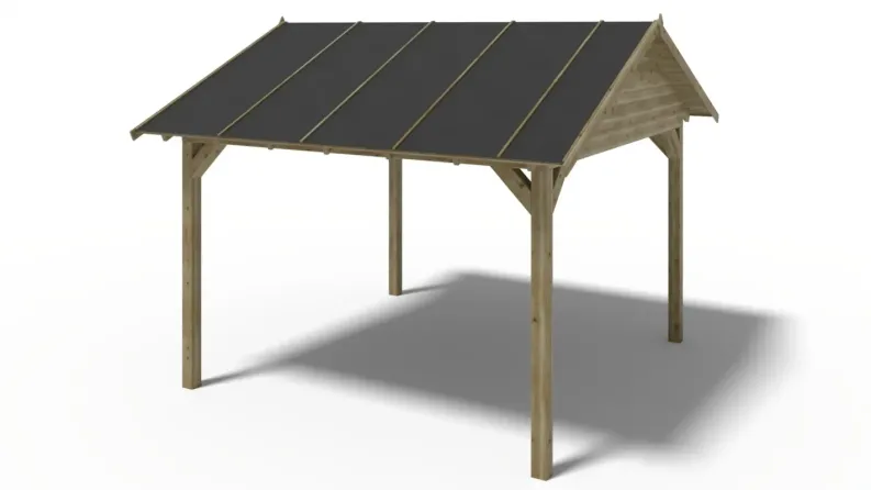 Pergola de jardin 4,04x4,04m avec panneaux - traité