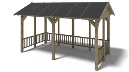 Pergola de jardin 5x3,06m avec panneaux - traité