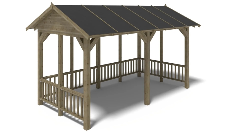 Pergola de jardin 5x3.06m avec panneaux - traité
