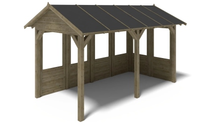 Pergola de jardin 5x3.06m avec panneaux - traité