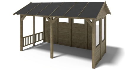 Pergola de jardin 5x3.06m avec panneaux - traité