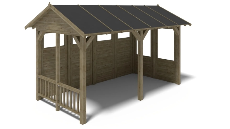 Pergola de jardin 5x3.06m avec panneaux - traité
