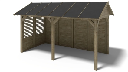 Pergola de jardin 5x3.06m avec panneaux - traité