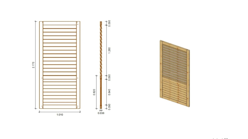 Pergola de jardin 5x3.06m avec panneaux - traité