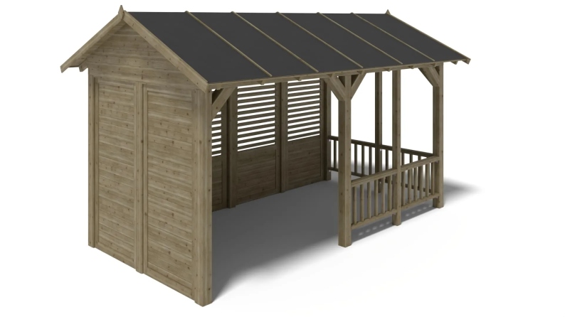 Pergola de jardin 5x3.06m avec panneaux - traité