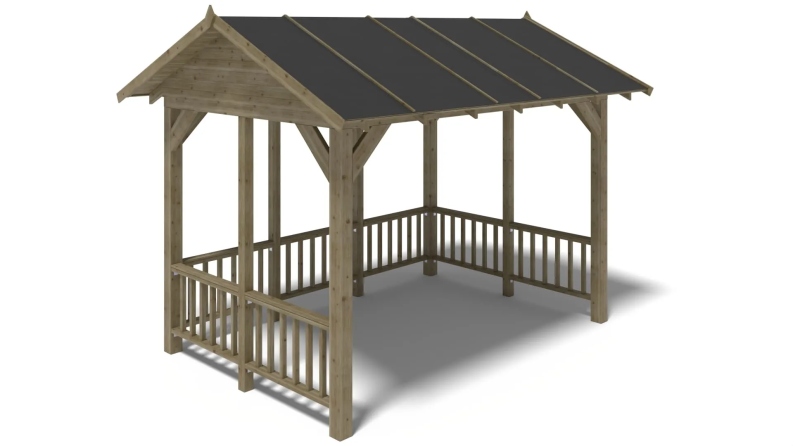 Pergola de jardin 4.04x3.06m avec panneaux - traité