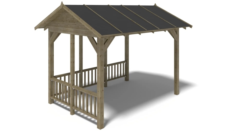 Pergola de jardin 4.04x3.06m avec panneaux - traité
