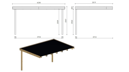 Pergola de jardin 3.02x4.24m - traité