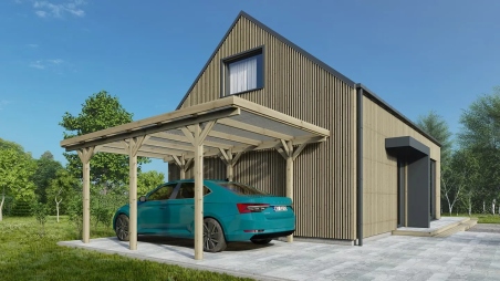 Carport, abri de voiture  3,04x5,12 m - 15,57 m2 - couverture PVC 