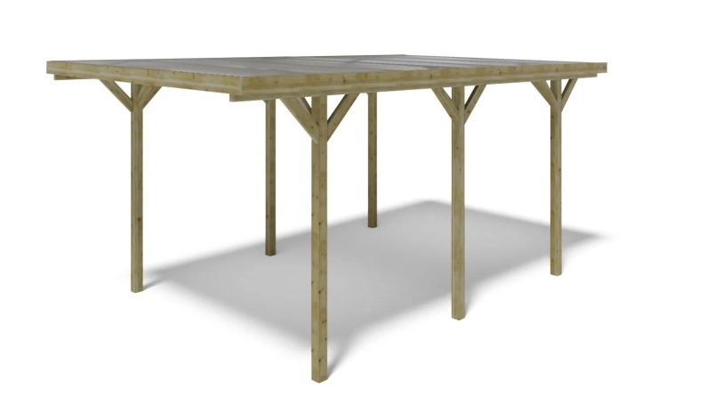 Carport, abri de voiture  3.04x5.12 m - 15.57 m2 - couverture PVC