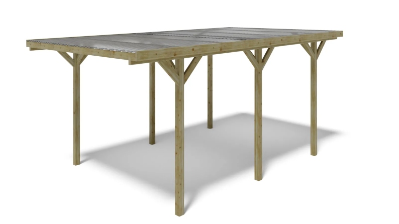 Carport, abri de voiture  3.04x5.12 m - 15.57 m2 - couverture PVC