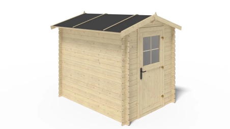 Abri de jardin en bois - 4,75m2 - 1,90x2,50m - Ep. 28mm - Couleur: naturel