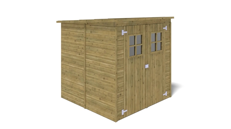 Abri de jardin en bois 3.42 m2 - 1.9x1.8 m - traité - Couleur: vert