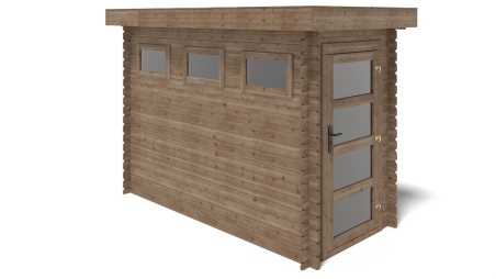 Abri de jardin en bois - 4.5m2 - 1.5x3m - Traité - Ep. 28mm - Couleur: marron