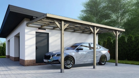 Carport, abri de voiture  3x5,24 m - 15 m2 - couverture PVC 