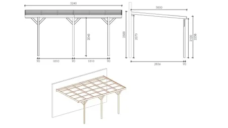 Cochera 3x5,24 m - 15 m2 - cobertura de PVC 
