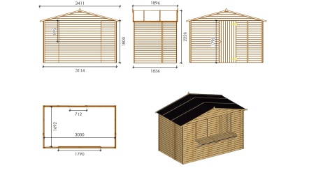 Kiosque/ stand de marché/ de vente 5,72 m2 - 3,11x1,84 m - 19 mm