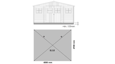 Abri de jardin en bois 11,88 m2 - 4x2,97 m - Couleur: naturel