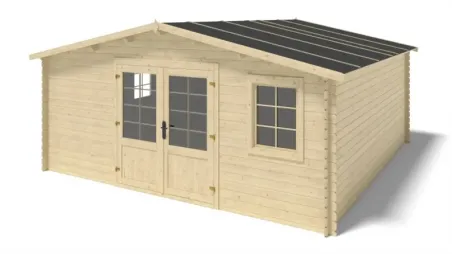 Abri de jardin en bois - 25m2 - 5x5m - Ep. 28mm - Couleur: naturel
