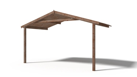 Abri de jardin en bois - 4x3 m + terrasse avec balustrade et avant-toit en bois - 20 m2 - Traité