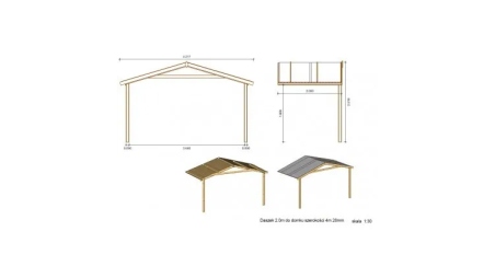Abri de jardin en bois - 4x3 m + terrasse avec balustrade et avant-toit en bois - 20 m2 - Traité
