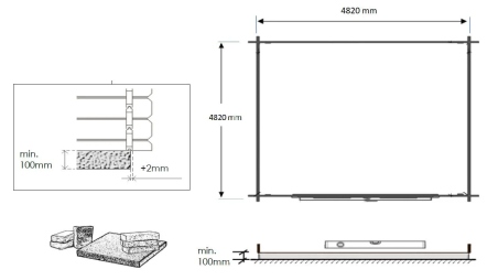 Abri de jardin en bois - 25m2 - 5x5m - Traité - Ep. 28mm - Couleur: marron