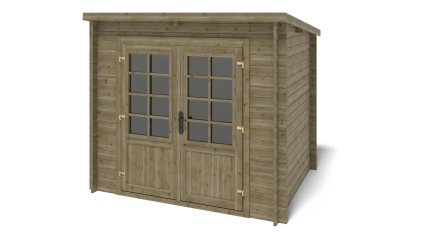 Abri de jardin en bois - 5m2 - 2,50x2m - Traité - Ep. 28mm - Couleur: vert