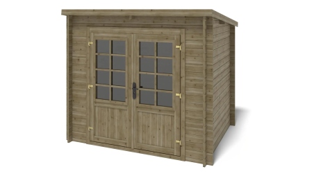 Abri de jardin en bois - 5m2 - 2,50x2m - Traité - Ep. 28mm - Couleur: vert