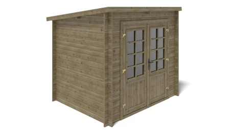 Abri de jardin en bois - 5m2 - 2,50x2m - Traité - Ep. 28mm - Couleur: vert