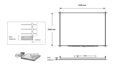 Abri de jardin en bois - 6,25m2 - 2,50x2,50m - Traité - Ep. 28mm - Couleur: vert