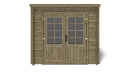 Abri de jardin en bois - 6,25m2 - 2,50x2,50m - Traité - Ep. 28mm - Couleur: vert