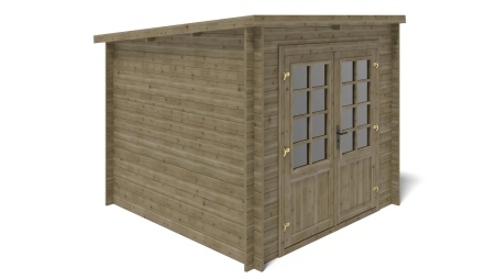 Abri de jardin en bois - 6,25m2 - 2,50x2,50m - Traité - Ep. 28mm - Couleur: vert