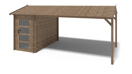 Abri de jardin en bois - 1.5x3 m avec extension de 1.5x2.76 m - 4.5 m² - Traité