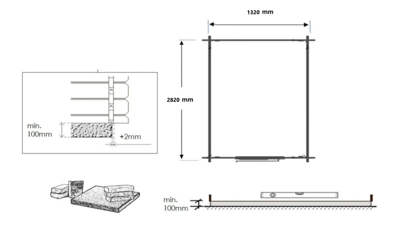 Abri de jardin en bois - 1.5x3 m avec extension de 1.5x2.76 m - 4.5 m² - Traité